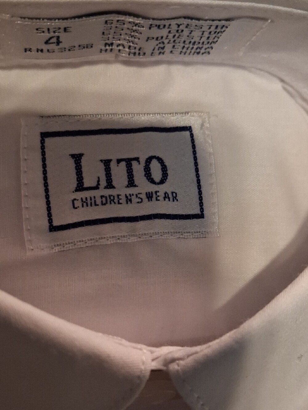 LITO Boys' White Button-Down Dress Shirt - Classic Collar Size 4,size 5 - Picture 2 of 4
